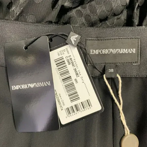 EMPORIO ARMANI Size 2 Black Polyester Viscose Dots Maxi Skirt - Picture 4 of 7